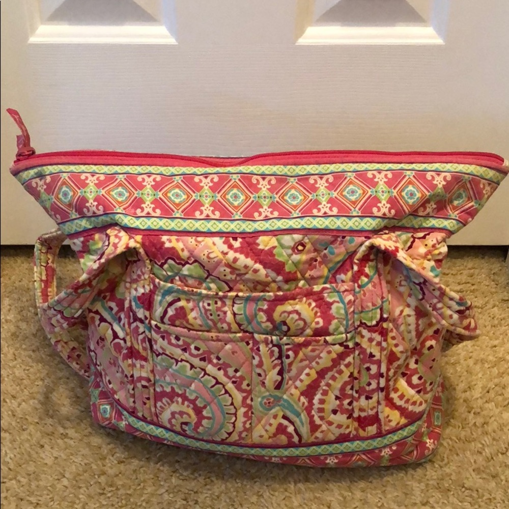 💝Vera Bradley Small Tote in Pink, Green, Yellow